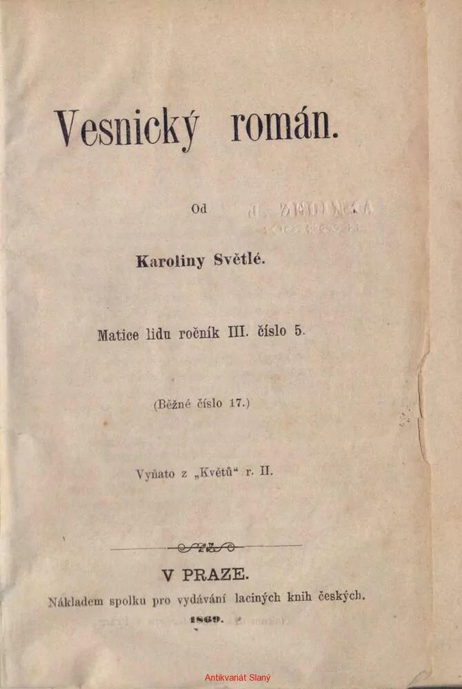 Karolína Světlá / VESNICKÝ ROMÁN